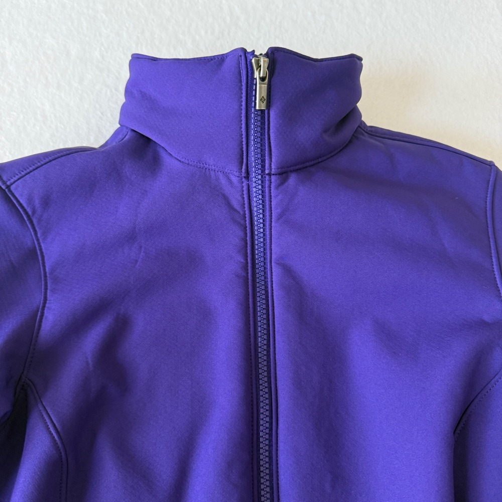 Columbia Softshell Jacket Women Small Purple Fleece Lined Full Zip